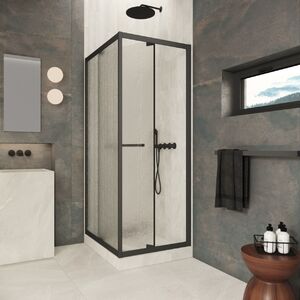 Душевой уголок Vegas-glass Z+ZPV Inside 90*100 02M 02 стекло шиншилла, профиль черный матовый, 90х100 см