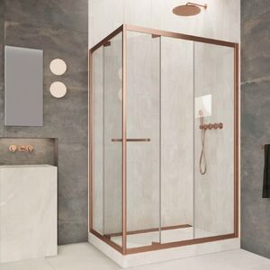 Душевой уголок Vegas-glass ZP+ZPV Inside 100*80 12 01 стекло прозрачное, профиль медь, 100х80 см