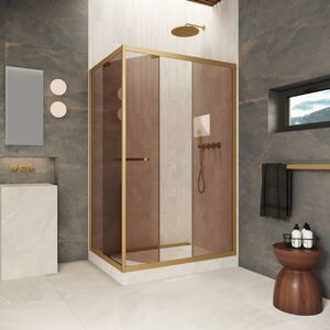 Душевой уголок Vegas-glass ZP+ZPV Inside 100*90 03 05 стекло бронза, профиль золото матовое, 100х90 см