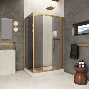 Душевой уголок Vegas-glass ZP+ZPV Inside 100*90 03 07 стекло графит, профиль золото матовое, 100х90 см