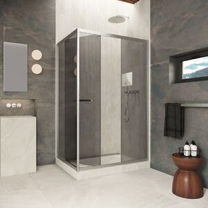 Душевой уголок Vegas-glass ZP+ZPV Inside 100*100 04 07 стекло графит, профиль никель, 100х100 см