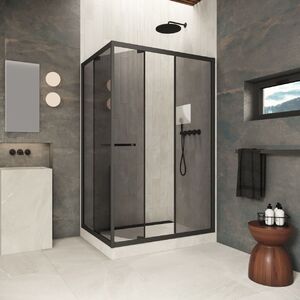 Душевой уголок Vegas-glass ZP+ZPV Inside 130*90 02M 07 стекло графит, профиль черный матовый, 130х90 см