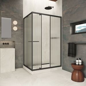 Душевой уголок Vegas-glass ZP+ZPV Inside 140*80 02M Moru стекло Moru, профиль черный матовый, 140х80 см