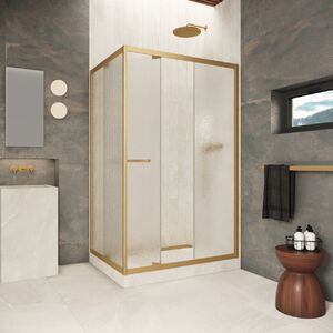 Душевой уголок Vegas-glass ZP+ZPV Inside 140*80 03 02 стекло шиншилла, профиль золото матовое, 140х80 см