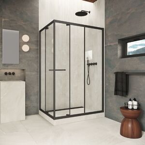 Душевой уголок Vegas-glass ZP+ZPV Inside 150*90 02M 01 стекло прозрачное, профиль черный матовый, 150х90 см