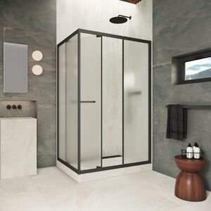 Душевой уголок Vegas-glass ZP+ZPV Inside 150*90 02M 10 стекло сатин, профиль черный матовый, 150х90 см