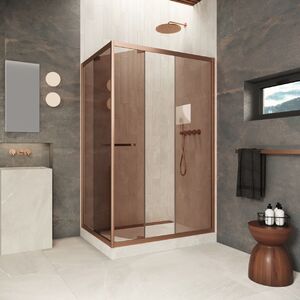 Душевой уголок Vegas-glass ZP+ZPV Inside 150*100 12 05 стекло бронза, профиль медь, 150х100 см