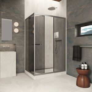 Душевой уголок Vegas-glass ZP+ZPV Inside 160*100 11 07 стекло графит, профиль оружейная сталь, 160х100 см