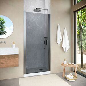 Душевая дверь Vegas Glass EP NOVO h2000 65 11 07 профиль оружейная сталь, стекло графит. Размер регулировки 62,5-67,5 см