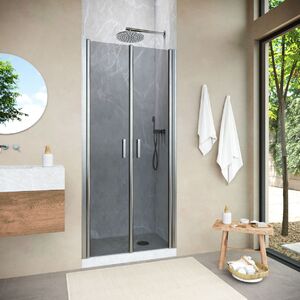 Душевая дверь Vegas Glass E2P NOVO h2000 80 04 07 профиль никель, стекло графит. Размер регулировки 82,5-87,5 см
