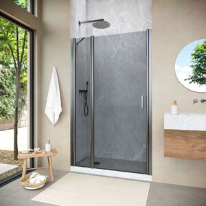 Душевая дверь Vegas Glass EP-F-1 NOVO h2000 120 11 07 L профиль оружейная сталь, стекло графит. Размер регулировки 118,5-123,5 см