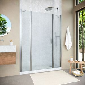 Душевая дверь Vegas Glass EP-2F NOVO h2000 130 04 02 L профиль никель, стекло шиншилла. Размер регулировки 128-133 см