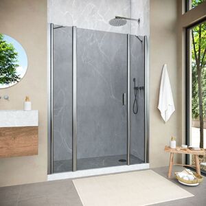 Душевая дверь Vegas Glass EP-2F NOVO h2000 145 04 07 L профиль никель, стекло графит. Размер регулировки 143-148 см