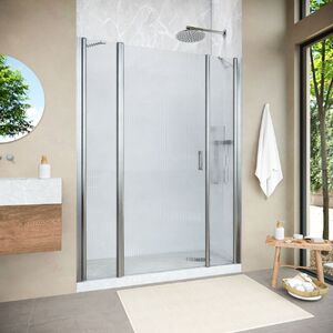 Душевая дверь Vegas Glass EP-2F NOVO h2000 200 04 Moru L профиль никель, стекло Moru. Размер регулировки 198-203 см