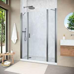 Душевая дверь Vegas Glass EP-2F NOVO h2000 205 11 01 R профиль оружейная сталь, стекло прозрачное. Размер регулировки 203-208 см
