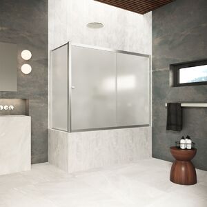 Шторка для ванны Vegas Glass ZV+ZVF Protec 180*90 04 10  профиль никель, стекло сатин