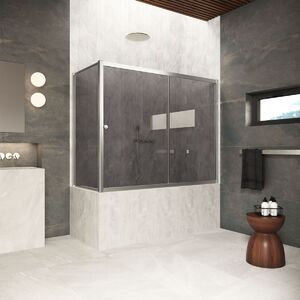 Шторка для ванны Vegas Glass ZV+ZVF Protec 190*80 04 07  профиль никель, стекло графит