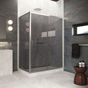 Душевой уголок Vegas Glass ZP+ZPV Protec 120*80 04 07  профиль никель, стекло графит
