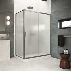 Душевой уголок Vegas Glass ZP+ZPV Protec 150*75 11 10  профиль оружейная сталь, стекло сатин