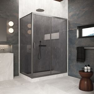 Душевой уголок Vegas Glass ZP+ZPV Protec 180*100 11 07  профиль оружейная сталь, стекло графит