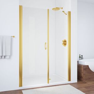 Душевая дверь в нишу Vegas Glass EP-F-2 160 09 01 L профиль золото глянцевое, стекло прозрачное. Размер регулировки 157-162 см.
