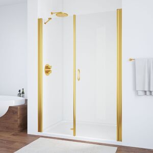 Душевая дверь в нишу Vegas Glass EP-F-2 160 09 01 R профиль золото глянцевое, стекло прозрачное. Размер регулировки 157-162 см.