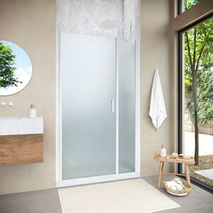 Душевая дверь в нишу Vegas Glass EP-F-2 NOVO 145 01 10 L профиль белый, стекло сатин. Размер регулировки 142-147 см.