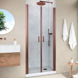 Душевая дверь в нишу Vegas Glass E2P NOVO h2000 95 12 01 профиль медь, стекло прозрачное. Размер регулировки 87,5-92,5 см.