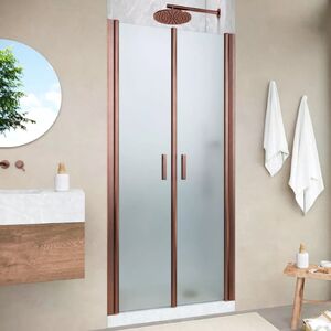 Душевая дверь в нишу Vegas Glass E2P NOVO h2000 80 12 10 профиль медь, стекло сатин. Размер регулировки 82,5-87,5 см.
