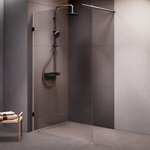Душевая перегородка 120х195см, AM.PM X-Joy W94UWI-120-F1-BTE стекло прозрачное, профиль черный матовый