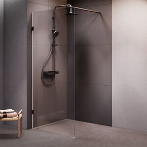 Душевая перегородка 90х195см, AM.PM X-Joy W94UWI-90-F1-BTE стекло прозрачное, профиль черный матовый
