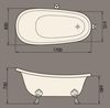 Классическая ванна из искусственного камня PAA Victoria 170x83 с белыми фигурными ножками