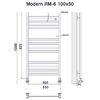 Полотенцесушитель Ника MODERN ЛМ-6 100/50 RAL9016 белый матовый с вентилями (комплект люкс)