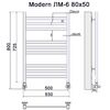 Полотенцесушитель Ника MODERN ЛМ-6 80/50 Matt Antique Silver с вентилями (комплект люкс)