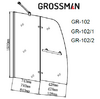 Шторка для ванны GROSSMAN GR-102/2 (150*110) алюминиевый профиль, стекло ПРОЗРАЧНОЕ 6мм