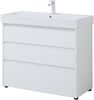 Тумба с раковиной Aquanet Nova Lite 100 белый глянец (3 ящика)
