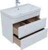 Тумба с раковиной Aquanet София 80 белый глянец (2 ящика)