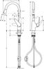 Кухонный смеситель 220, с вытяжным душем, 2jet Hansgrohe 71800000, хром