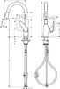 Кухонный смеситель 180, с вытяжным душем, 2jet Hansgrohe 71801800, под сталь