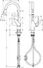 Кухонный смеситель 220, с вытяжным душем, 2jet Hansgrohe 71800800, под сталь