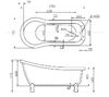 Акриловая ванна BELBAGNO BB20-1700 168х72 см (ножки бронза заказываются дополнительно)