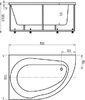 Акриловая ванна Акватек Вирго VIR150-0000038 L 150x100 см с каркасом, с экраном, со сливом-переливом