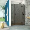 Душевая дверь Vegas Glass AFP-F Retta 160 02М 07 R профиль черный матовый, стекло графит. Размер регулировки 157,5-161,5 см.