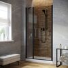Душевая дверь Vegas Glass EP-F-1 LUX 130 02М 07 L профиль черный матовый, стекло графит. Размер регулировки 129-132 см.