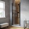 Душевая дверь Vegas Glass Е2Р LUX 80 02М 01 профиль черный матовый, стекло прозрачное. Размер регулировки 79-82 см.