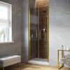 Душевая дверь Vegas Glass Е2Р LUX 120 09 07 профиль золото глянцевое, стекло графит. Размер регулировки 119-122 см.