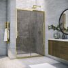 Душевая дверь Vegas Glass ZP TUR NOVO 100 09 07 профиль золото глянцевое, стекло графит. Размер регулировки 98-103 см.