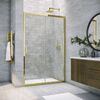 Душевая дверь Vegas Glass ZP TUR NOVO 115 09 01 профиль золото глянцевое, стекло прозрачное. Размер регулировки 113-118 см.
