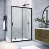 Душевая дверь Vegas Glass ZP NOVO h2000 130 02М 02 профиль черный матовый, стекло шиншилла. Размер регулировки 128-133 см.