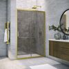 Душевая дверь Vegas Glass ZP NOVO h2000 155 03 07 профиль золото матовое, стекло графит. Размер регулировки 153-158 см.